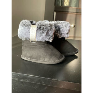 Baby Girl First Steps Boots 3-6M Black Grey